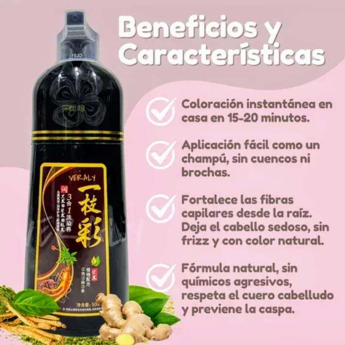 Shampoo con tinte tono castaño