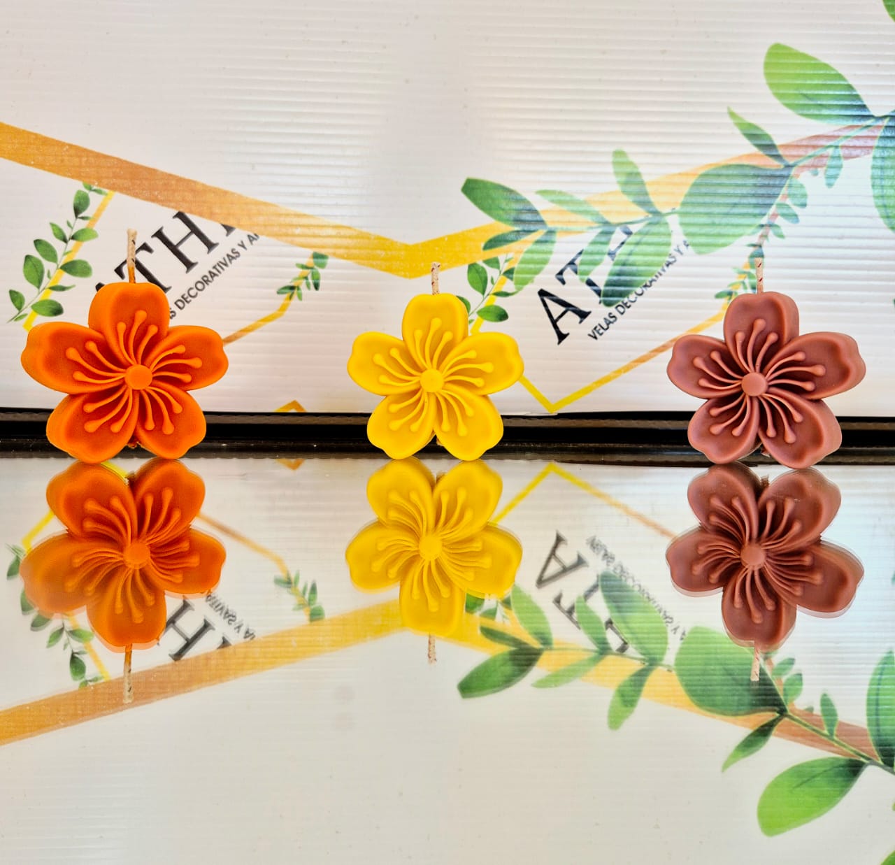 velas de flor 3d  Color naranja aroma sorpresa