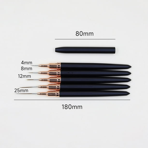 21116 Juego de 5 pinceles linee para uñas con punta cepillada y diseño de flores para pintar con tubo vacío para salón de uñas