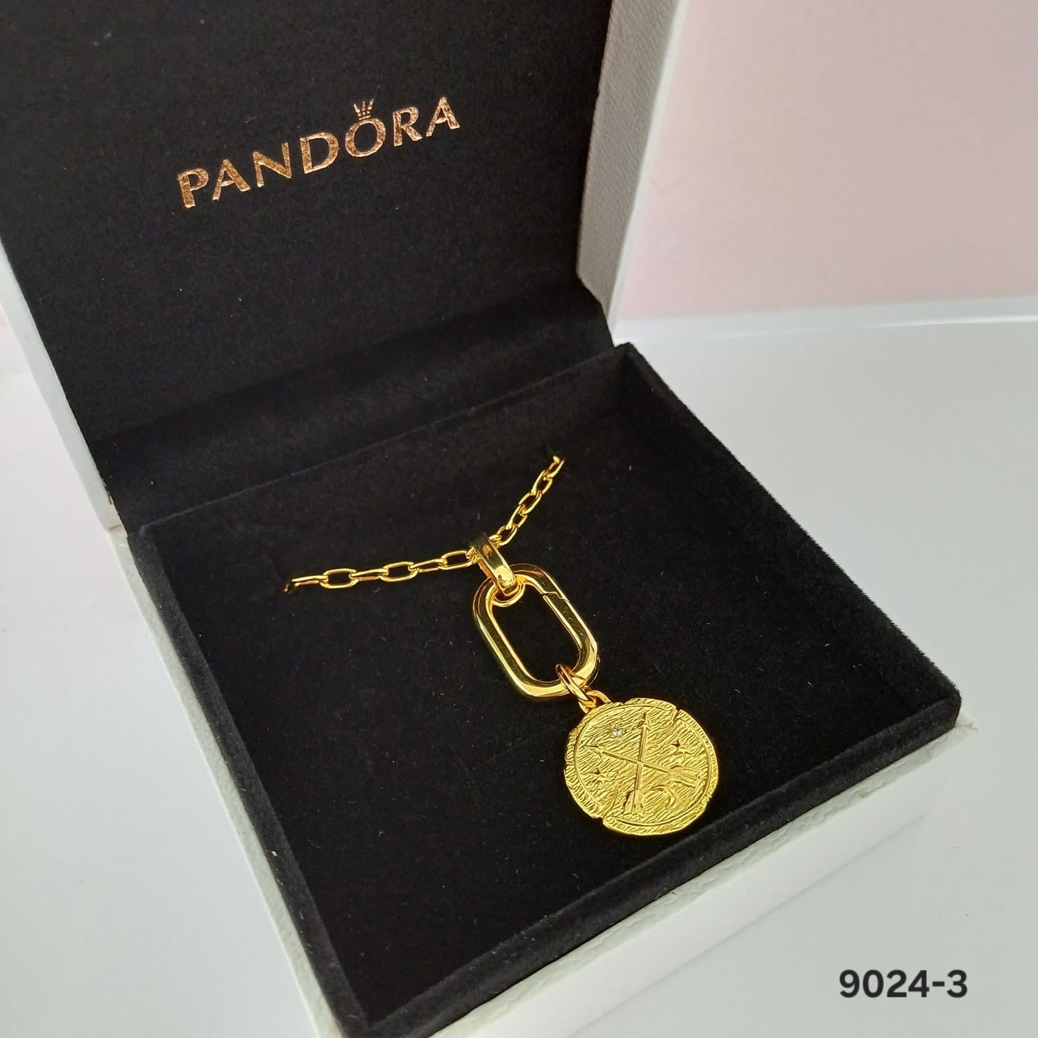 9024-3 Collar dupe PANDORA plata 925 con baño de color -Incluye caja y paño de limpieza