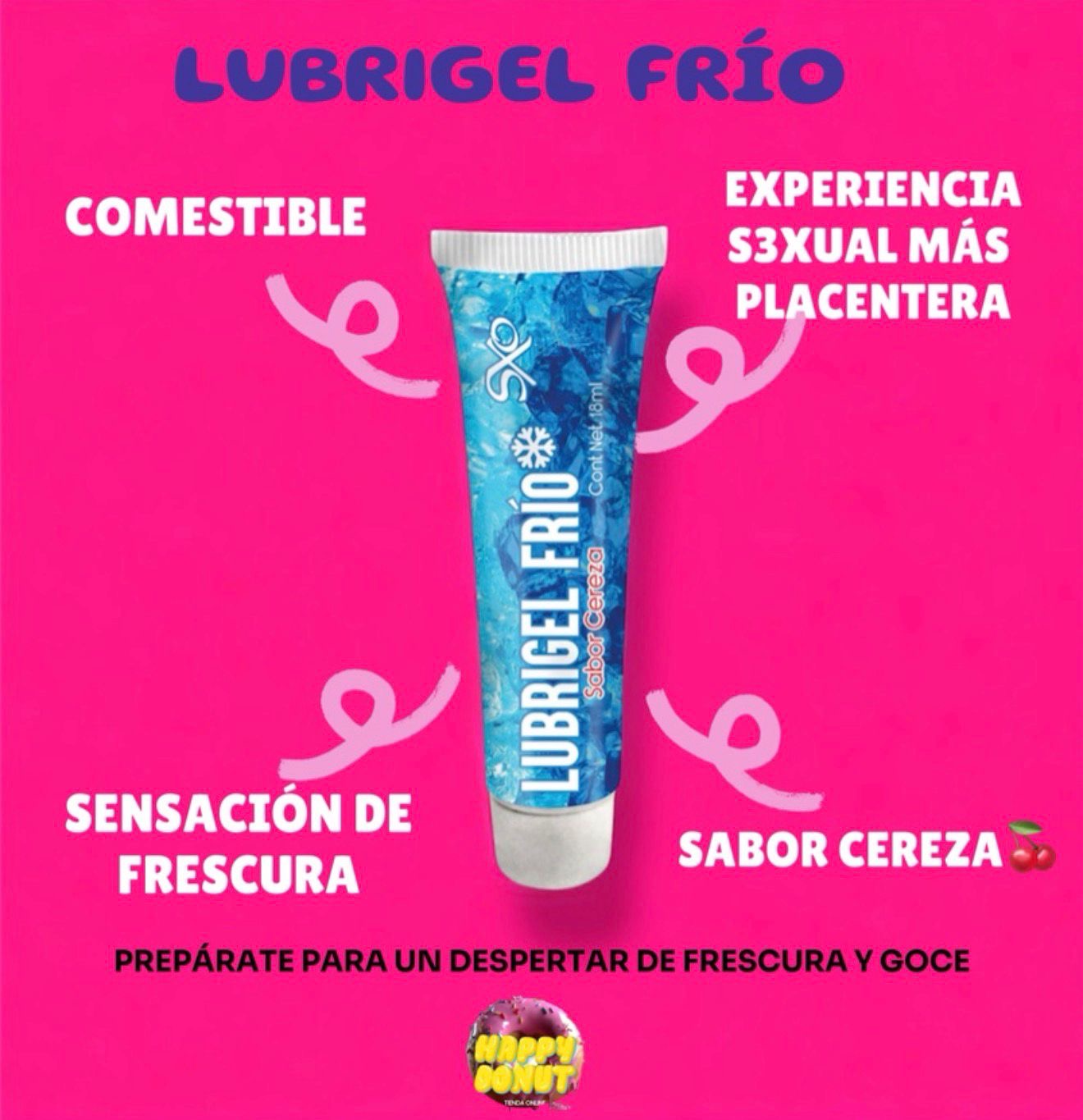 25086 Lubricante en gel frío  Sabor cereza 🍒  18 ml