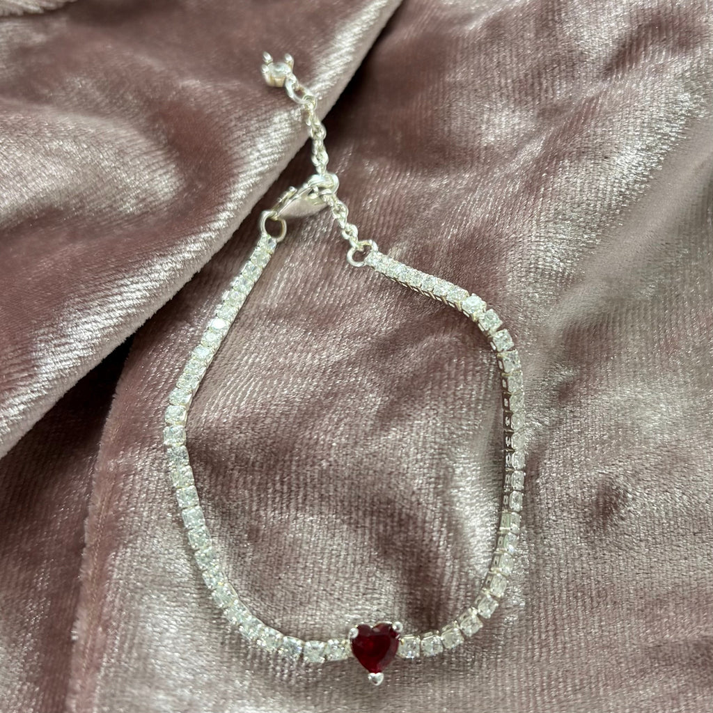 P44 Pulsera Corazón Brillante Rojo