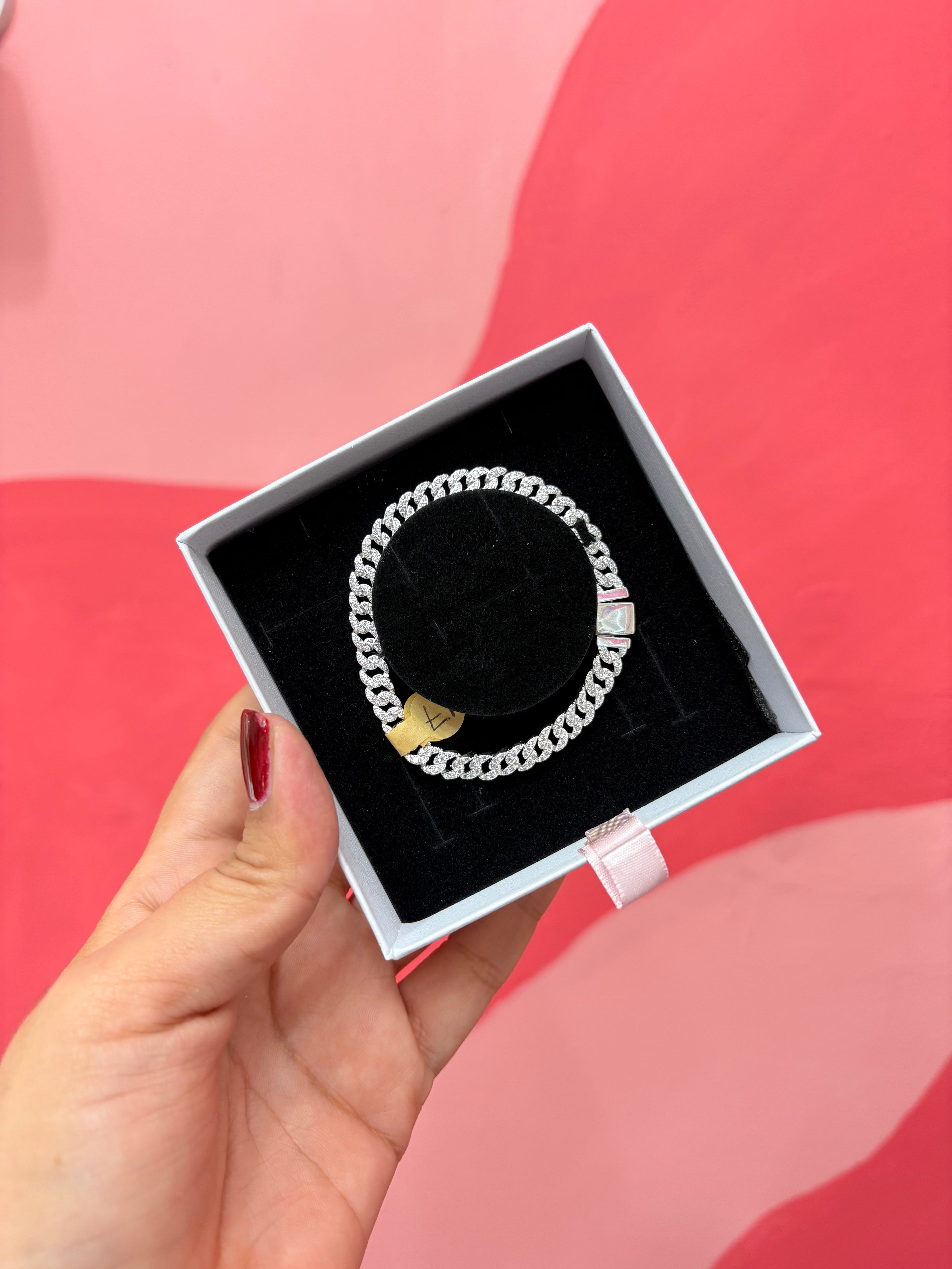 P35 Brazalete estilo cubana SL - Chapa de Plata Incluye caja