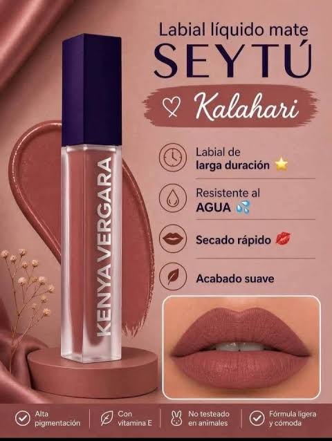 Labial Mate Kenya Vergara Con Vitamina E y Aceite de Jojoba