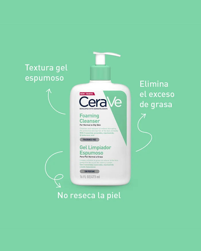Gel Limpiador Espumoso para piel normal a grasa CeraVe