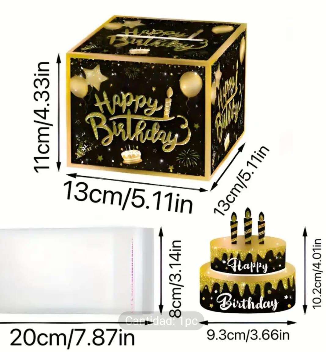 CAJA PARA SOBRE CON LETRERO CUMPLEAÑOS - CAMILA MC