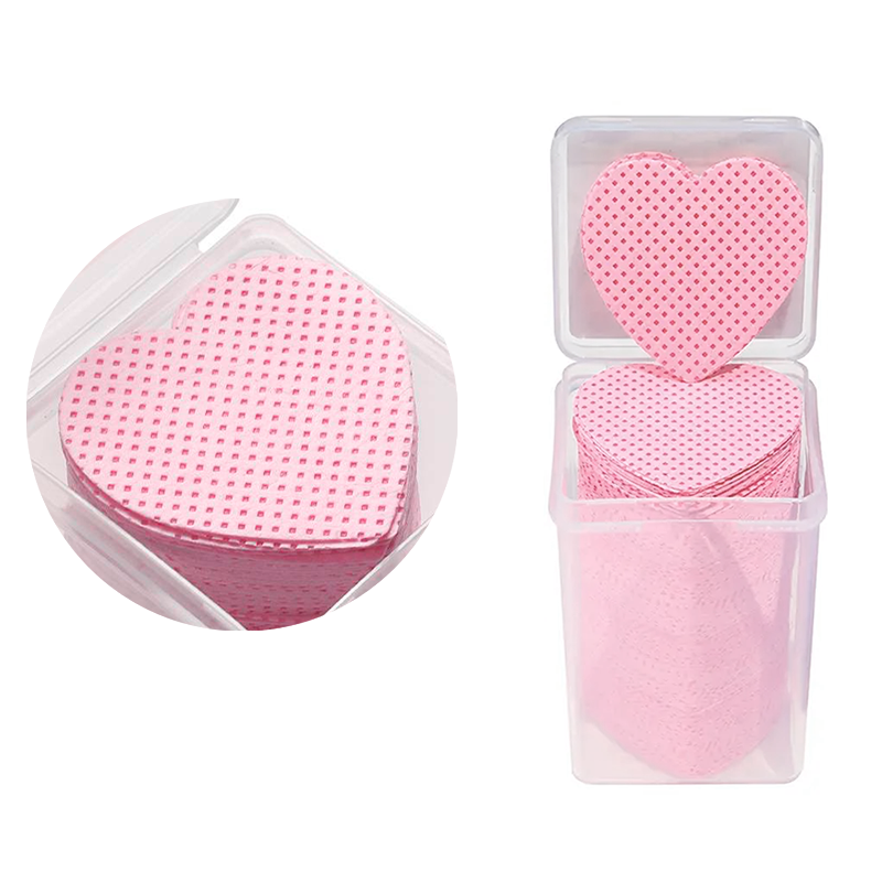 21091 Toallitas limpiadoras sin pelusa forma de corazón rosa claro estuche con 200 pz Kalanzi