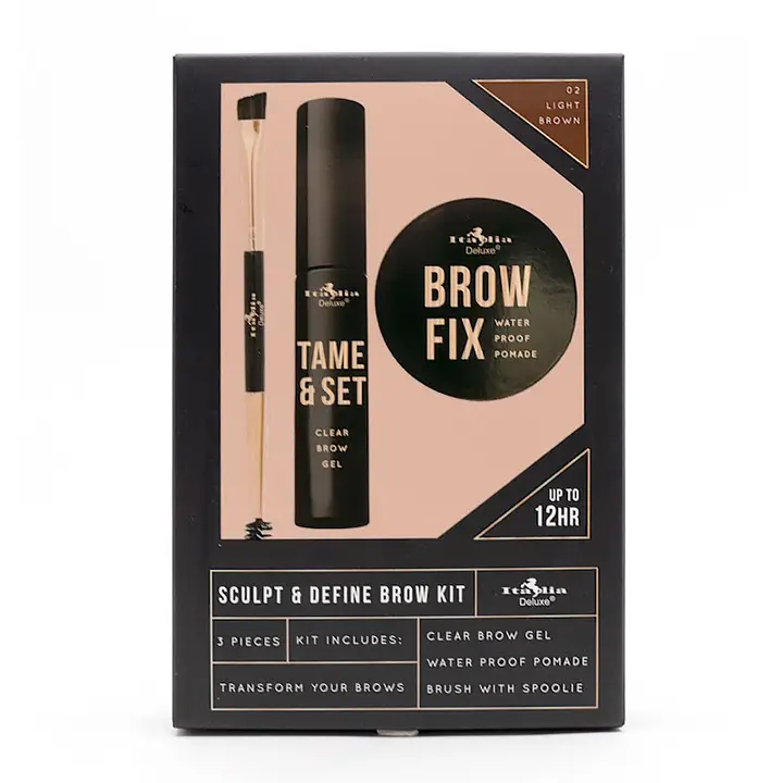 Kit fijador de cejas Italia Deluxe 2321-2, color marrón claro
