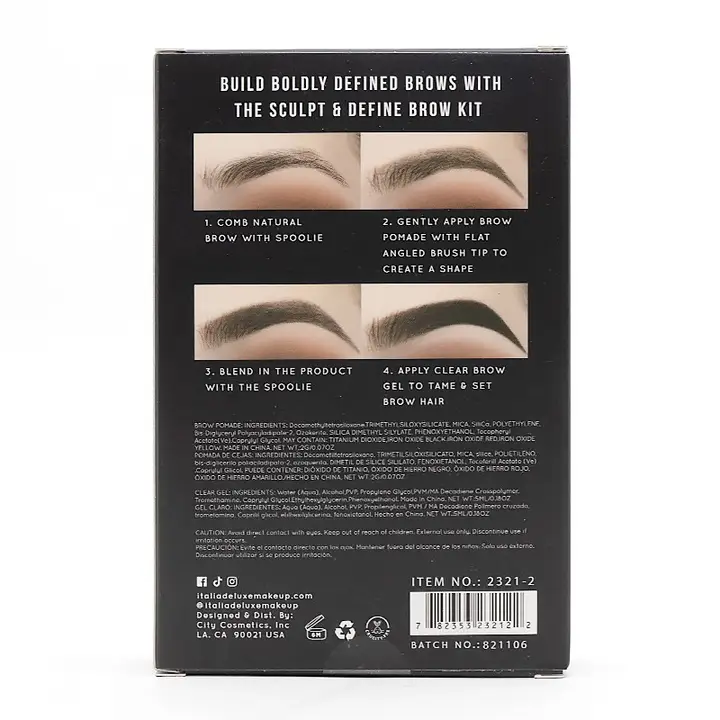 Kit fijador de cejas Italia Deluxe 2321-2, color marrón claro