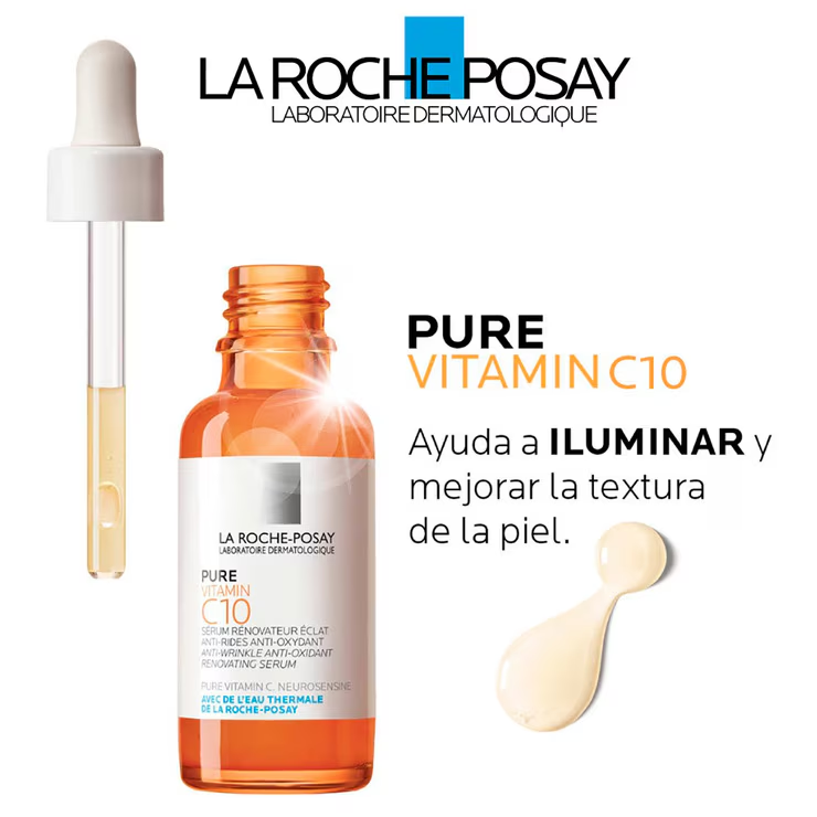 La Roche Posay Pure Vitamin C 10 Serum Anti-Arrugas Para Piel Sensible 10 ML Líquido Frasco Gotero